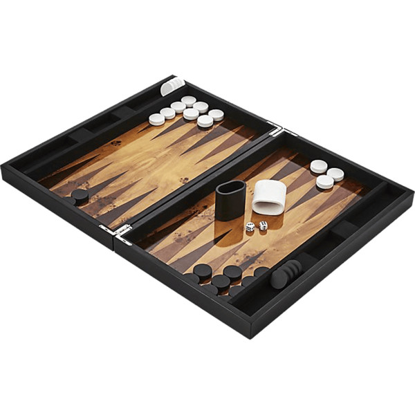 Cb2 burl wood backgammon set