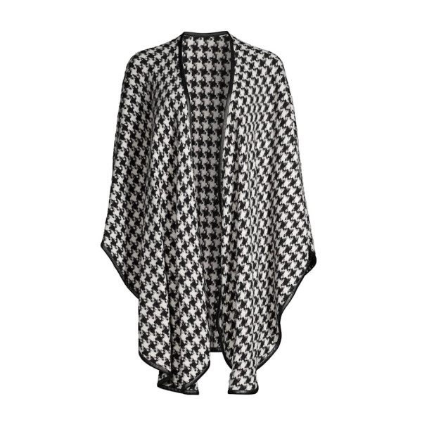 Houndstooth leather trimmed u cape