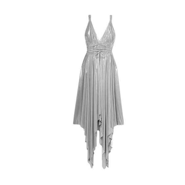 Norma Kamali Goddess Asymmetric Gathered Stretch-Lam Dress in Silver | Story + Rain Norma Kamali Goddess Asymmetric Gathered Stretch-Lam Dress in Silver | Story + Rain
