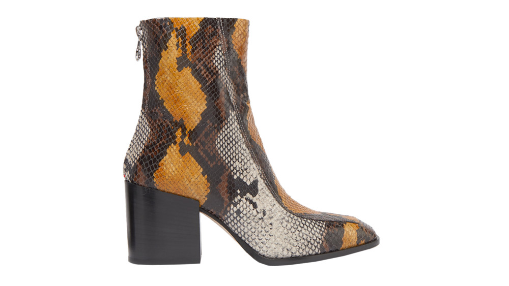Aeydē Brown Lidia Snake Print Leather Boots Story Rain