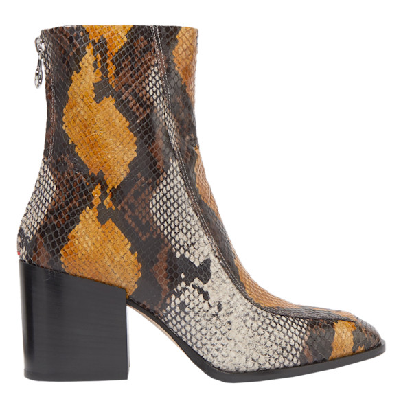 Brown snake print ankle boots online