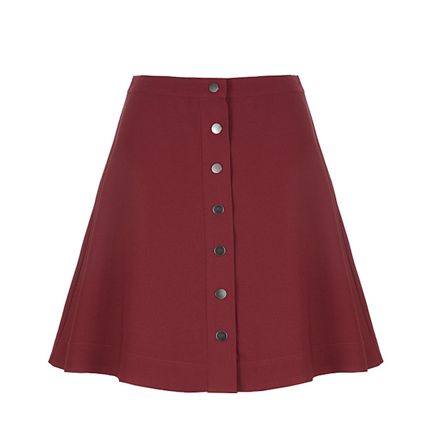 AVEC LES FILLES Button Front A Line Mini Skirt Story Rain