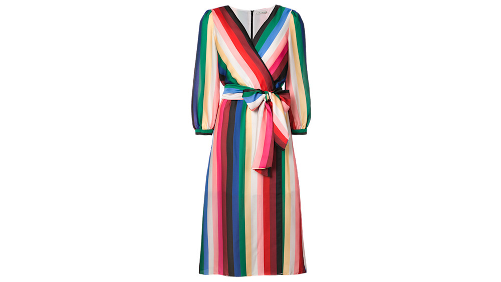 Alice Olivia Rainbow Stripe Wrap Dress Story Rain