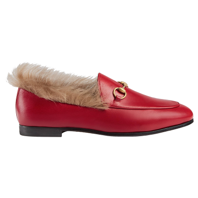 Gucci jordaan fur loafer