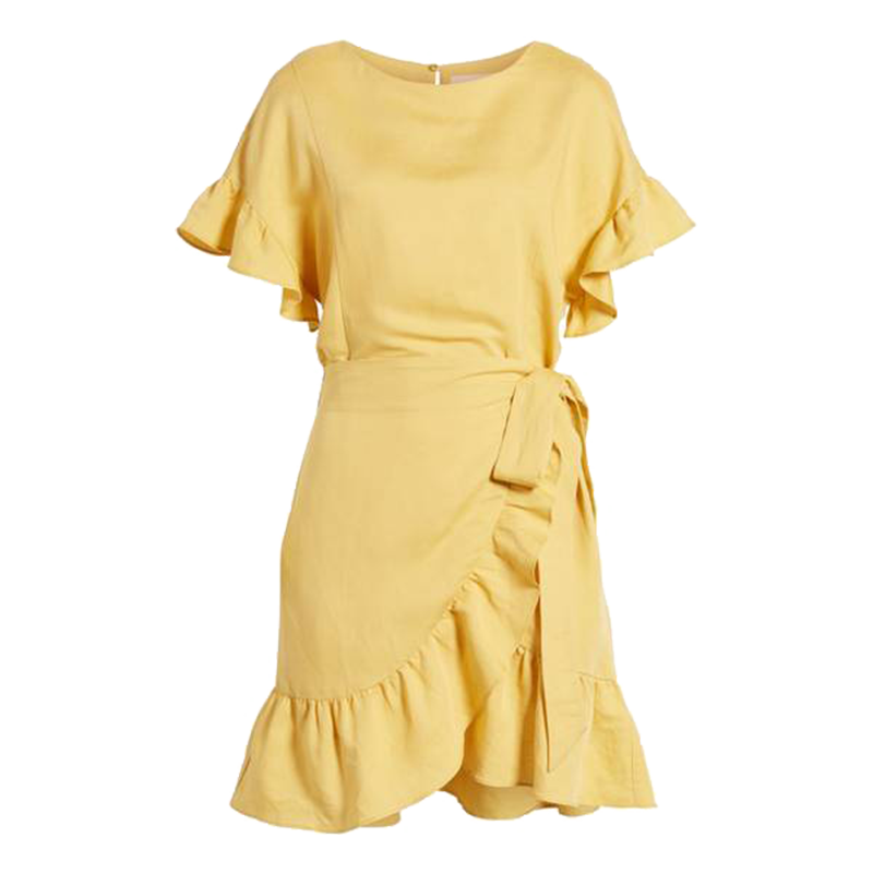 ruffle linen dress