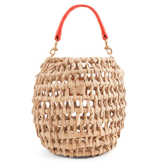 Clare V. Pot de Miel Top Handle Straw Basket Bag