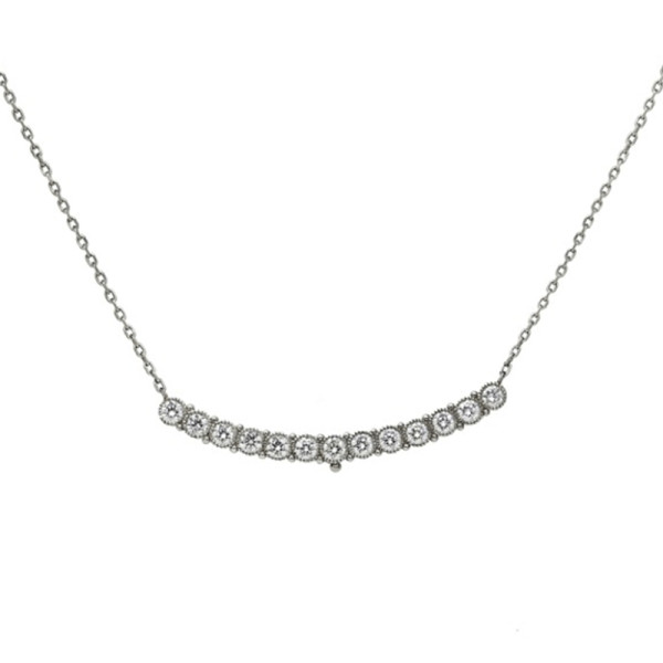 Platinum   diamond scoop necklace