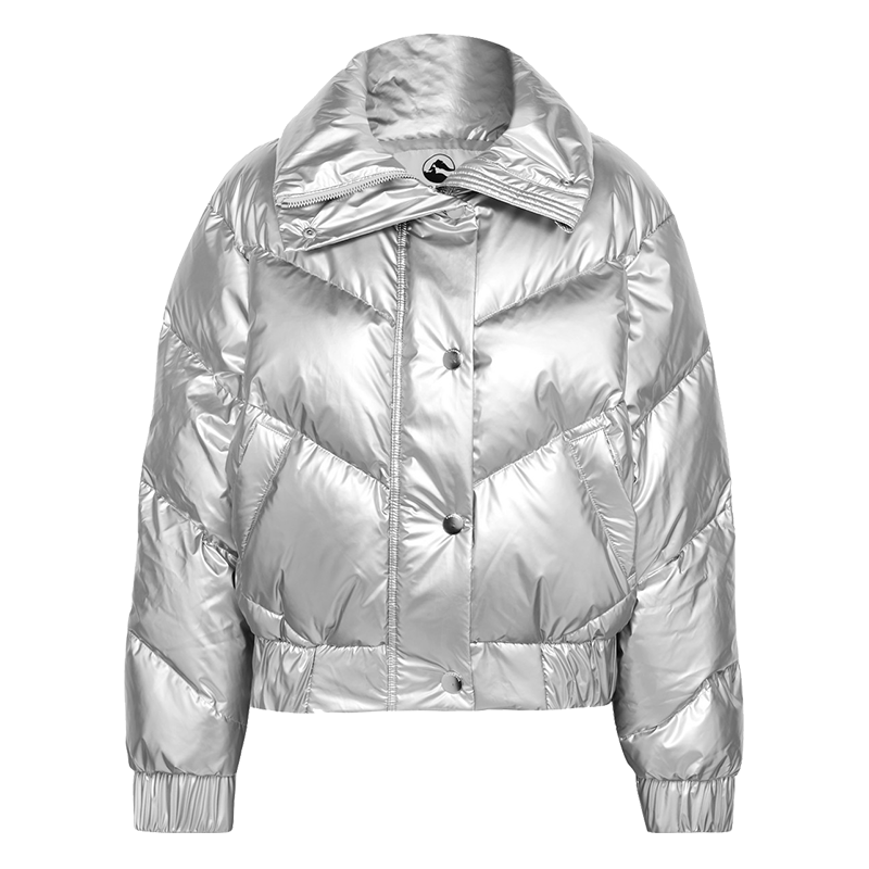 metallic puffer ski jacket