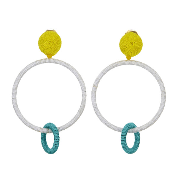 Oscar de la renta silk double hoop clip on earrings