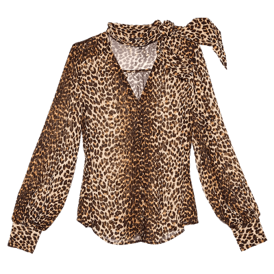 Paige cleobelle leopard print tie neck blouse