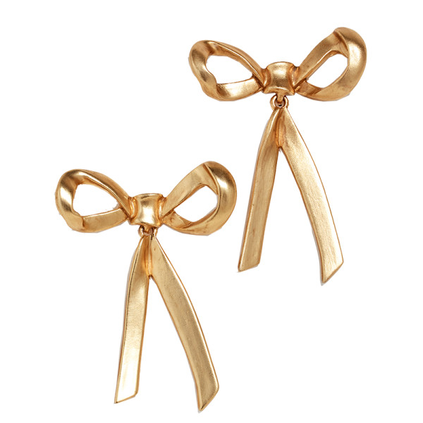 Oscar de la renta metal bow earrings  