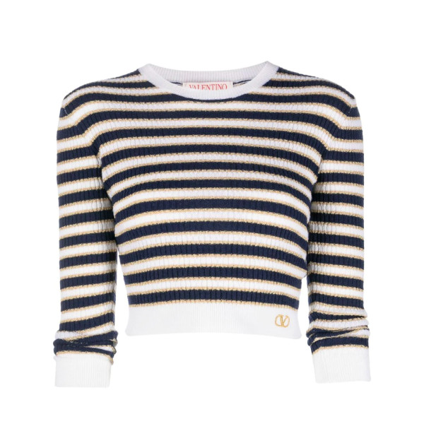 Striped cashmere sweater cropped valentino