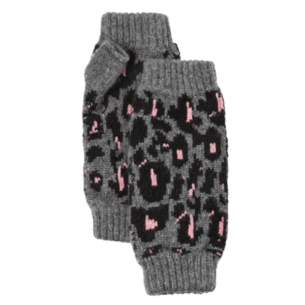 Rosie sugden leopard intarsia cashmere wrist warmers