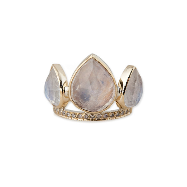Jacquie aiche moonstone petal triple stack ring with diamonds