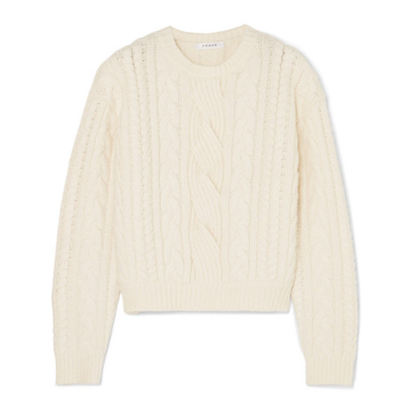 Frame cable knit wool blend sweater