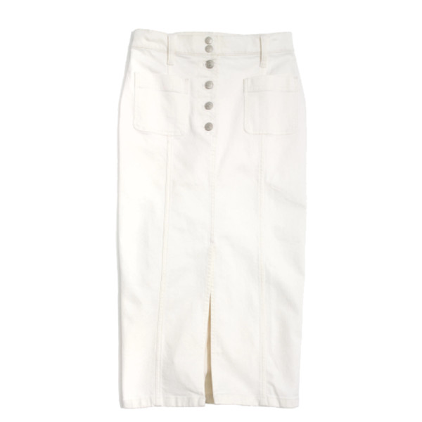 Madewell white high slit jean skirt