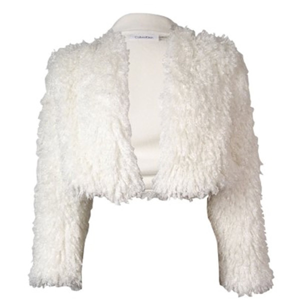 Calvin klein shaggy faux fur cropped jacket 