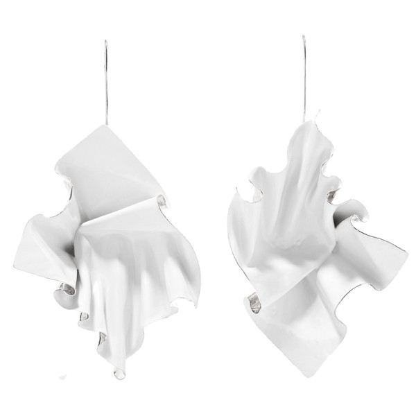 Closer by wwake suspended enameled sterling silver earrings