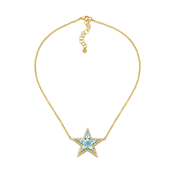 Buddha mama aquamarine kite star necklace