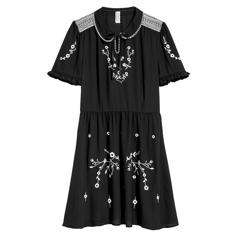 h&m cotton dress with embroidery