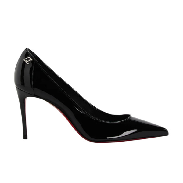 Sporty kate 85mm patent soft lining red sole pumps 