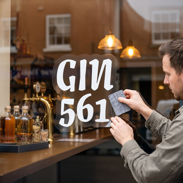 example of behind window transparent vinyl application