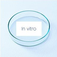 Image of Petri dish with a white square and 'in vitro' text.