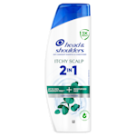 Head & Shoulders Itchy Scalp 2in1 shampoo and conditioner bottle, promising up to 100% dandruff free hair and moisturized hair.