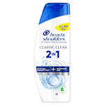 Head & Shoulders Classic Clean 2in1 bottle highlighting dandruff free and nourished hair and a £2.99 recommended retail price.