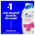 Head & Shoulders Smooth & Silky Anti-Dandruff Shampoo, up to 100% dandruff protection.