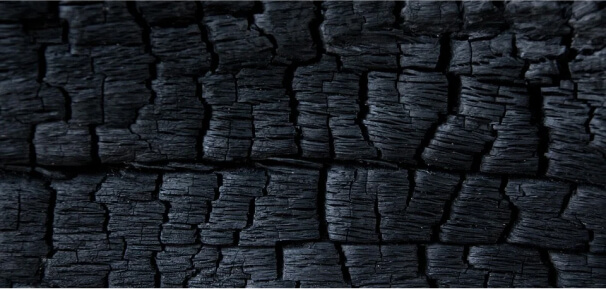 Charcoal's detailed structure in magnification.