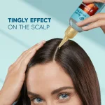 Infographic: Women using DERMA Xᴾᴿᴼ Revitaliser Scalp Balm on her scalp -  TINGLY EFFECT ON THE SCALP