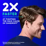 Two times faster at fighting the main cause of dandruff. Kills more Malassezia at three washes vs. six washes with ordinary anti-dandruff shampoo.