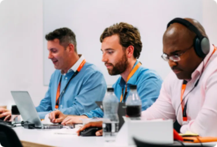 easyJet head office staff members working