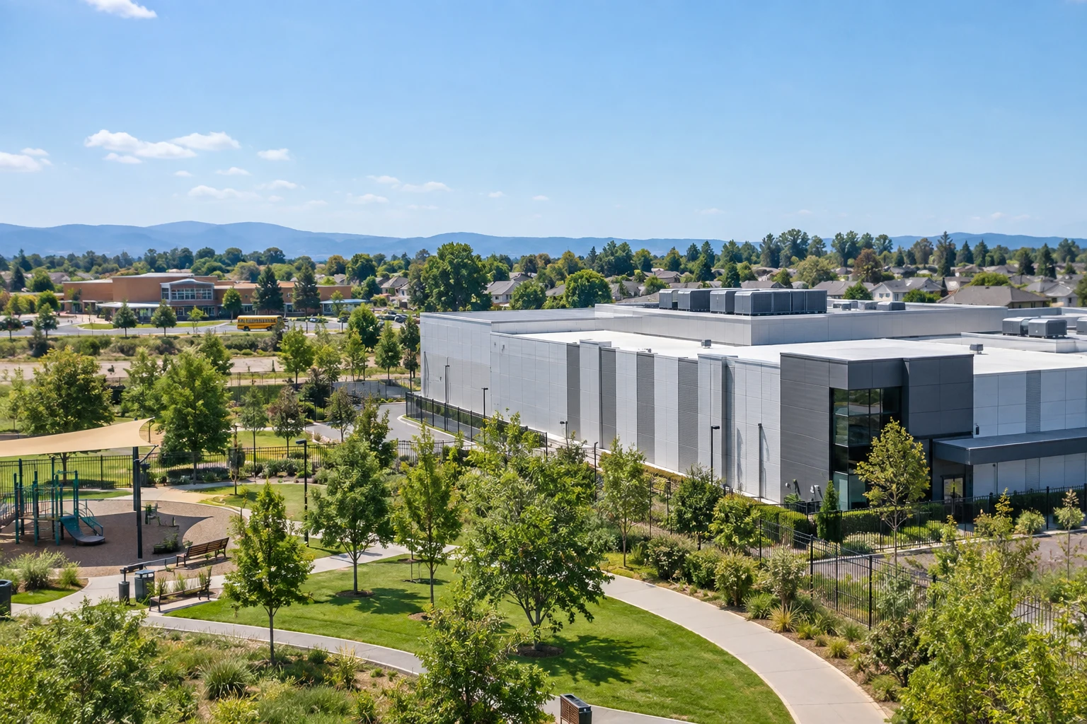 People walking through a data center