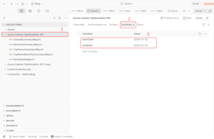 Setting Start and End date variables for the Collection