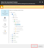 Datasource selection dialog invalid item
