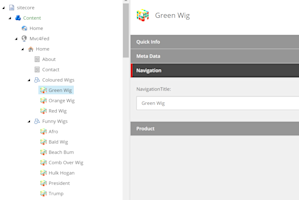 Screenshot showing the content tree structure inside Sitecore.