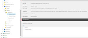 Here the View Rendering template has been updated to include this new "Dependent Renderings" field which allows you to select rendering dependencies which are required by the current rendering.