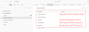 Postman Environment Settings