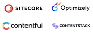 Sitecore Optimizely Contentful and Contentstack logos