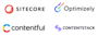 Sitecore Optimizely Contentful and Contentstack logos