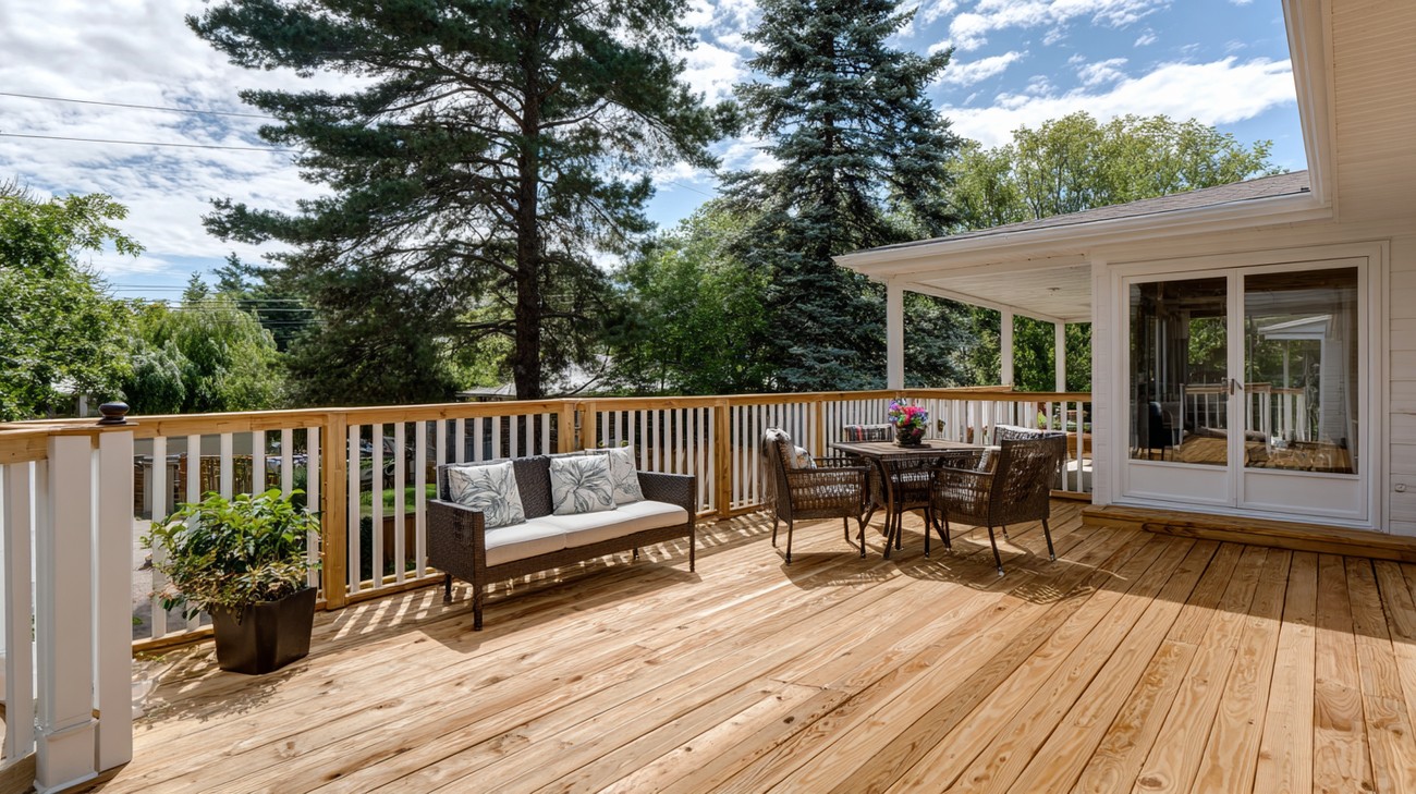 pressure treated lumber deck photo