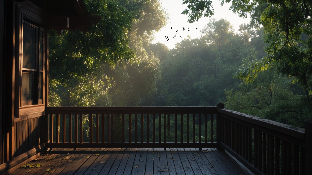 wood deck railing photo