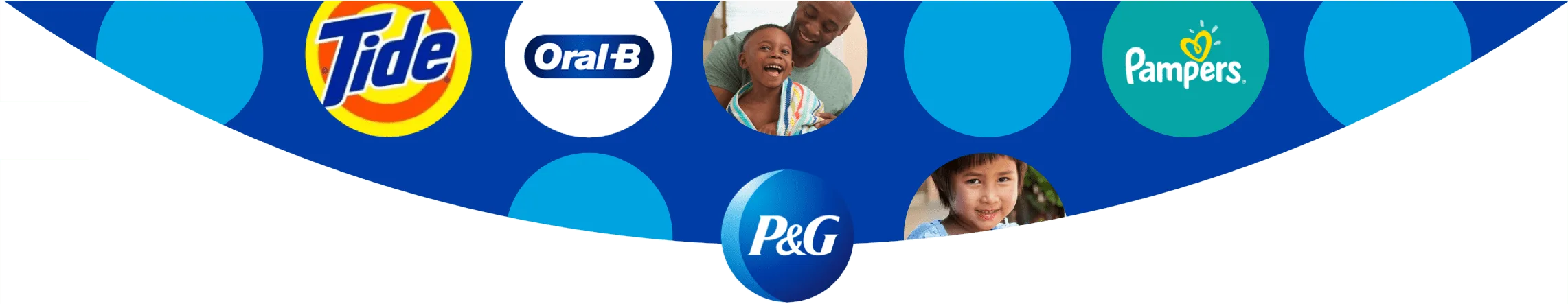 P&G logo and our brands: Tide, Oral-B, and Pampers.