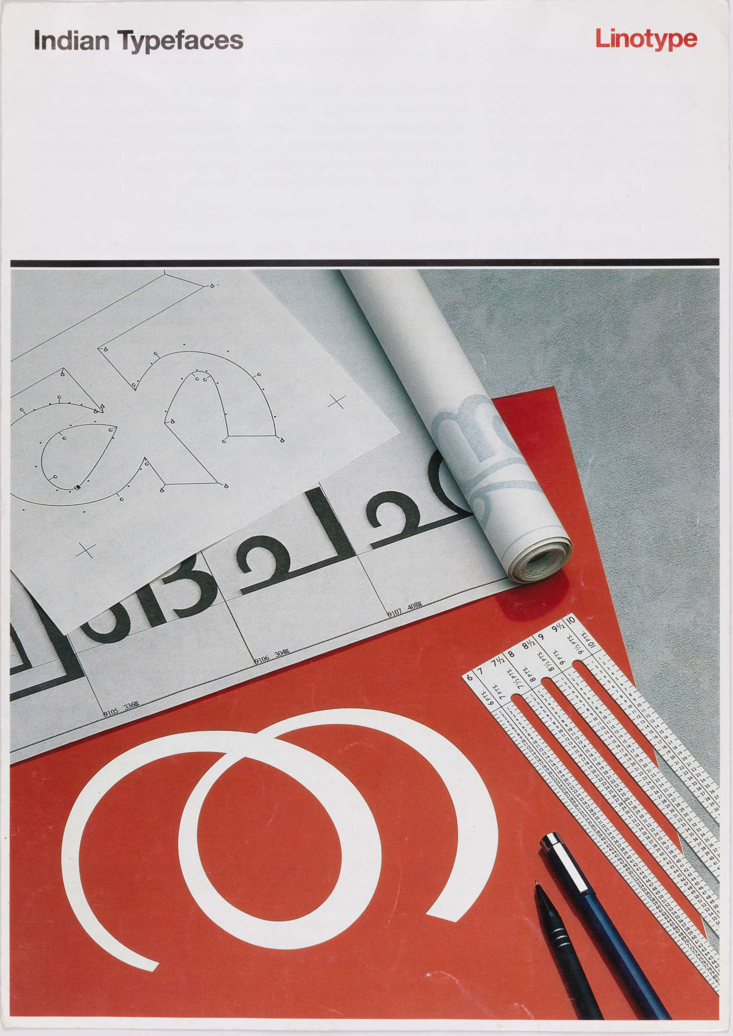 Linotype brochure 'Indian typefaces' for digital photocomposition, c. 1988. Non-Latin Type Collection, University of Reading. Photograph Laura Bennetto