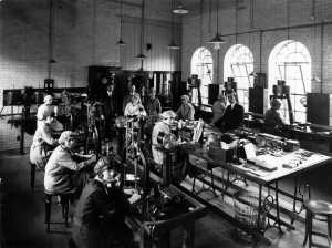The punchcutting room of the Monotype Works, probably 1928. © Monotype archives
