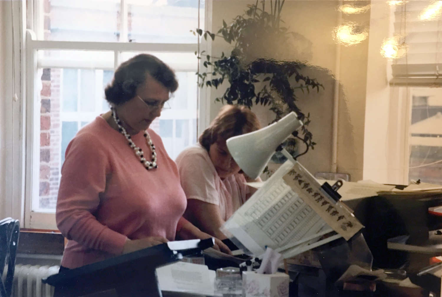 Patricia Saunders and a female colleague in the Monotype TDO in the 1980s. Personal collection of Patricia & David Saunders