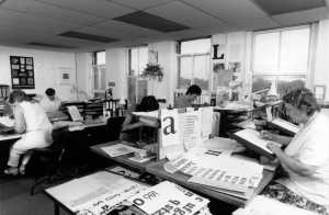 View of the Monotype Type Drawing Office in the 1980s. © Monotype Archives
