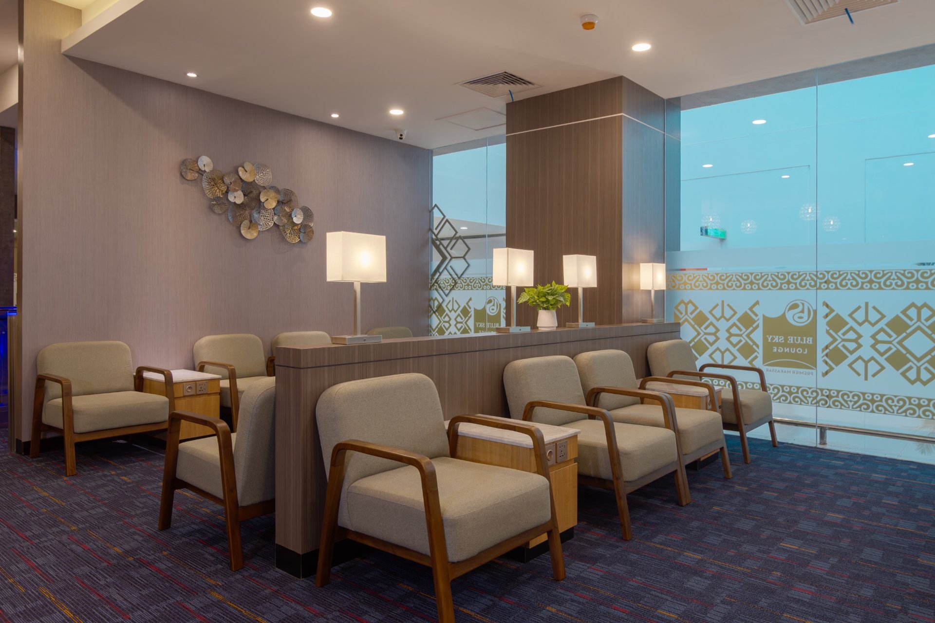 Blue Sky airport lounge seating area in Indonesia